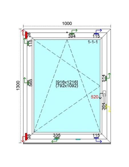 Okno PCV 100x130 cm Rozwierno-Uchylne Trzyszybowe Kömmerling 88 MD