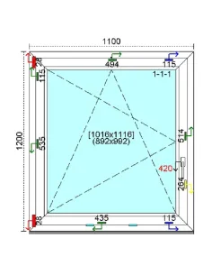Okno PCV 110x120 cm Rozwierno-Uchylne Trzyszybowe Kömmerling 88 MD 2