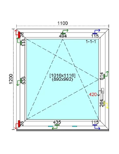 Okno PCV 110x120 cm Rozwierno-Uchylne Trzyszybowe Kömmerling 88 MD
