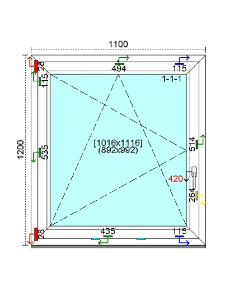 Okno PCV 110x120 cm Rozwierno-Uchylne Trzyszybowe Kömmerling 88 MD