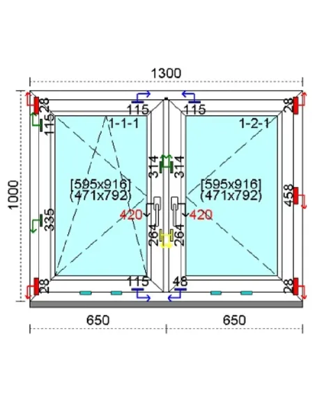 Okno PCV 130x100 cm Rozwierno-Uchylne | Rozwierne Trzyszybowe Kömmerling 88 MD