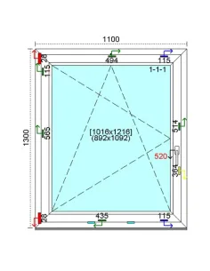 Okno PCV 110x130 cm Rozwierno-Uchylne Trzyszybowe Kömmerling 88 MD 2