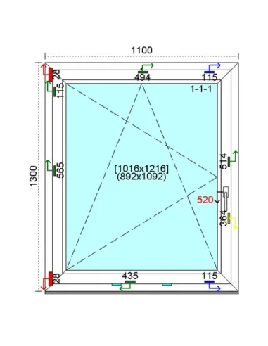 Okno PCV 110x130 cm Rozwierno-Uchylne Trzyszybowe Kömmerling 88 MD
