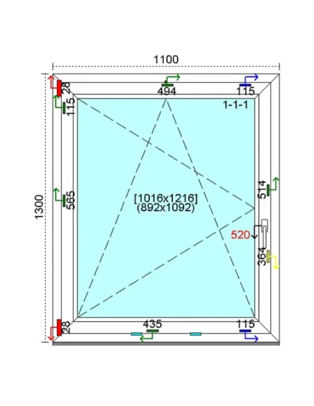 Okno PCV 110x130 cm Rozwierno-Uchylne Trzyszybowe Kömmerling 88 MD