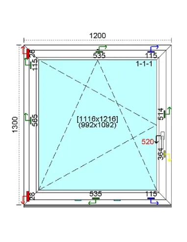Okno PCV 120x130 cm Rozwierno-Uchylne Trzyszybowe Kömmerling 88 MD
