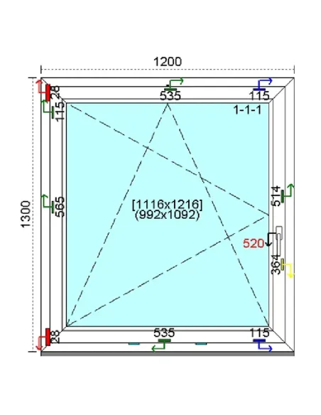Okno PCV 120x130 cm Rozwierno-Uchylne Trzyszybowe Kömmerling 88 MD