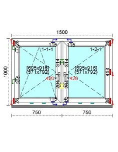 Okno PCV 150x100 cm Rozwierno-Uchylne | Rozwierne Trzyszybowe Kömmerling 88 MD 2