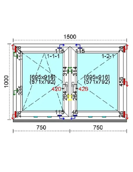 Okno PCV 150x100 cm Rozwierno-Uchylne | Rozwierne Trzyszybowe Kömmerling 88 MD