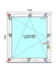 Okno PCV 120x135 cm Rozwierno-Uchylne Trzyszybowe Kömmerling 88 MD 2