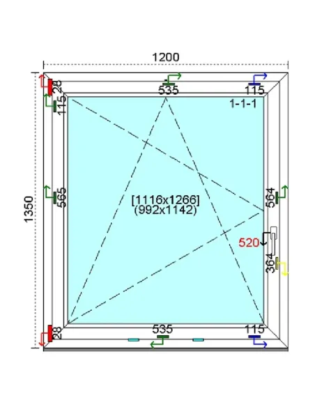 Okno PCV 120x135 cm Rozwierno-Uchylne Trzyszybowe Kömmerling 88 MD
