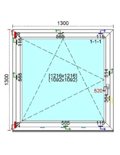 Okno PCV 130x130 cm Rozwierno-Uchylne Trzyszybowe Kömmerling 88 MD 2