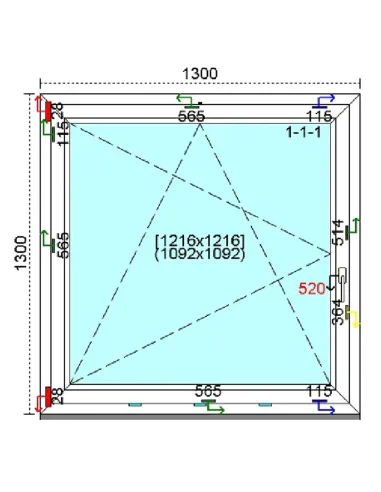 Okno PCV 130x130 cm Rozwierno-Uchylne Trzyszybowe Kömmerling 88 MD