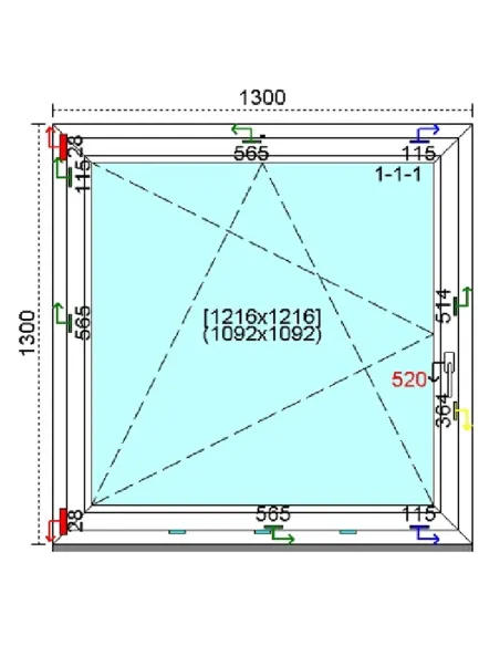 Okno PCV 130x130 cm Rozwierno-Uchylne Trzyszybowe Kömmerling 88 MD