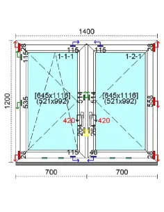 Okno PCV 140x120 cm Rozwierno-Uchylne | Rozwierne Trzyszybowe Kömmerling 88 MD 2