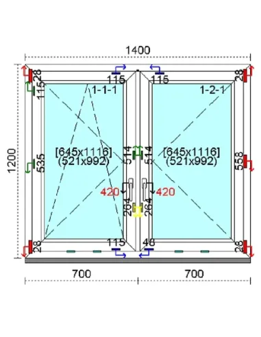 Okno PCV 140x120 cm Rozwierno-Uchylne | Rozwierne Trzyszybowe Kömmerling 88 MD