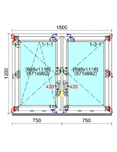Okno PCV 150x120 cm Rozwierno-Uchylne | Rozwierne Trzyszybowe Kömmerling 88 MD 2