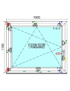 Okno PCV 130x110 cm Rozwierno-Uchylne Trzyszybowe Kömmerling 88 MD 2