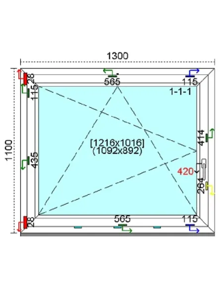 Okno PCV 130x110 cm Rozwierno-Uchylne Trzyszybowe Kömmerling 88 MD