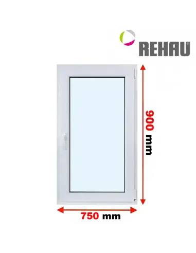 Okno PCV 75 x 90 cm Rozwierno-Uchylne Trzyszybowe Rehau Synego