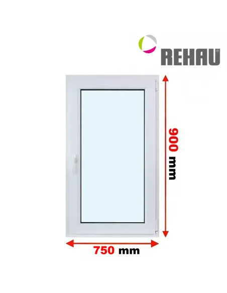 Okno PCV 75 x 90 cm Rozwierno-Uchylne Trzyszybowe Rehau Synego