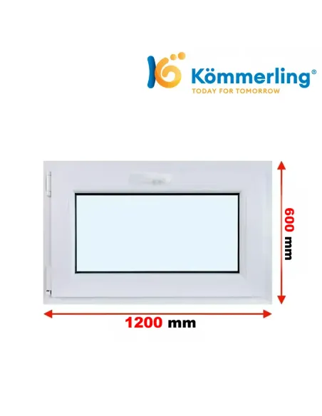 Okno PCV 120x60 cm Uchylne Trzyszybowe Kömmerling 76 MD