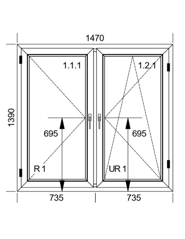 Okno PCV Rozwierne | Rozwierno-Uchylne 147 x 139 cm Szary Antracyt (struktura drewna)