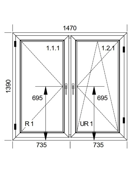 Okno PCV Rozwierne | Rozwierno-Uchylne 147 x 139 cm Szary Antracyt (struktura drewna)