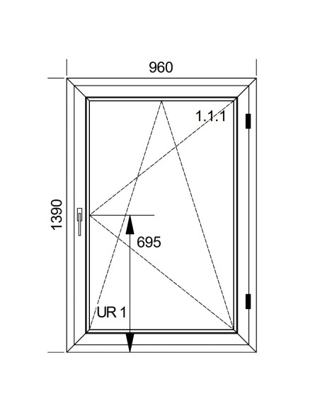 Okno PCV Rozwierno-Uchylne 96 x 139 cm Szary Antracyt (struktura drewna)