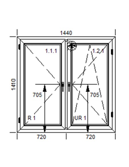 Okno PCV Dwuskrzydłowe Rozwierne|Rozwierno-Uchylne - 144 x 141 cm Szary Antracyt (struktura piasku)