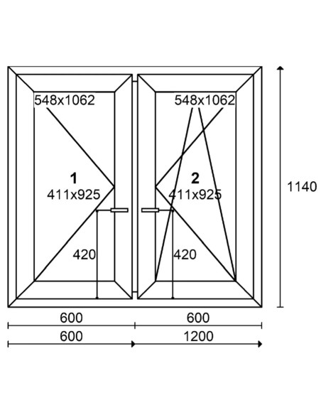 Okno PCV 120 x 114 cm Rozwierno Uchylne - Złoty dąb