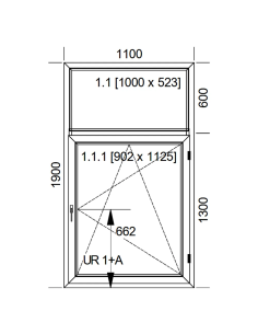 Okno PCV 110 x 190 cm Rozwierno-uchylne z Naświetlem - Aluplast IDEAL 4000 2