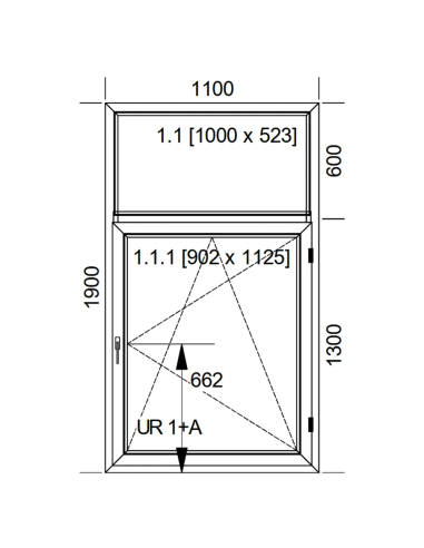 Okno PCV 110 x 190 cm Rozwierno-uchylne z Naświetlem - Aluplast IDEAL 4000