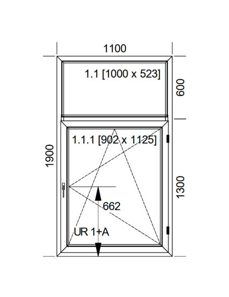 Okno PCV 110 x 190 cm Rozwierno-uchylne z Naświetlem - Aluplast IDEAL 4000