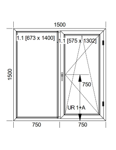 Okno PCV 150 x 150 cm Dwukwaterowe: FIX(Stałe) + Rozwierno-uchylne - Aluplast IDEAL 4000 2