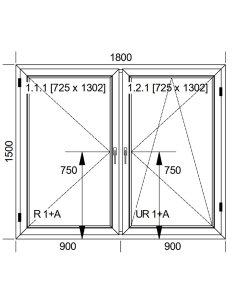 Okno PCV 180 x 150 cm Dwukwaterowe: Rozwierane + Rozwierno-uchylne Aluplast IDEAL 4000 2