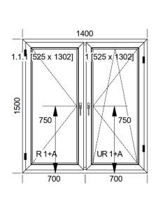 Okno PCV 140 x 150 cm Dwukwaterowe: Rozwierane + Rozwierno-uchylne Aluplast IDEAL 4000 2