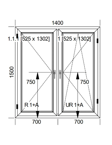 Okno PCV 140 x 150 cm Dwukwaterowe: Rozwierane + Rozwierno-uchylne Aluplast IDEAL 4000