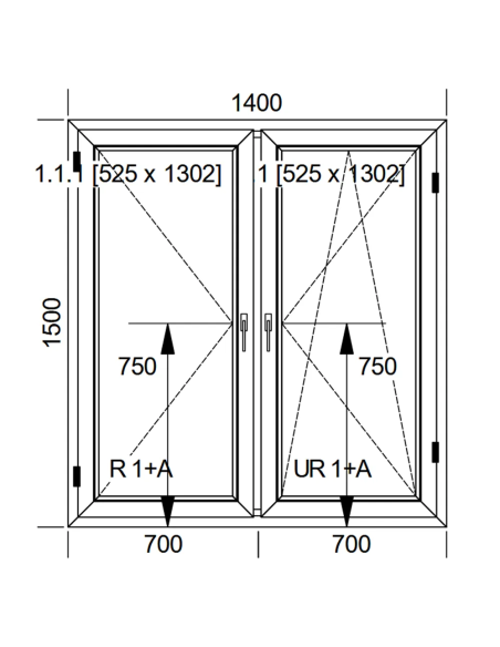 Okno PCV 140 x 150 cm Dwukwaterowe: Rozwierane + Rozwierno-uchylne Aluplast IDEAL 4000
