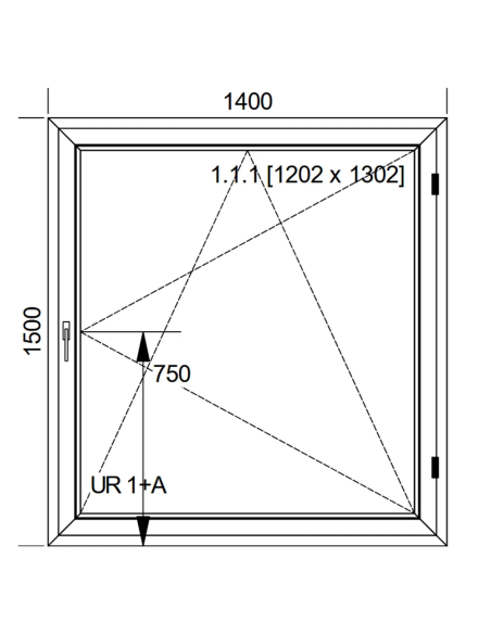Okno PCV 140 x 150 cm Rozwierno-Uchylne Dwuszybowe Aluplast IDEAL 4000