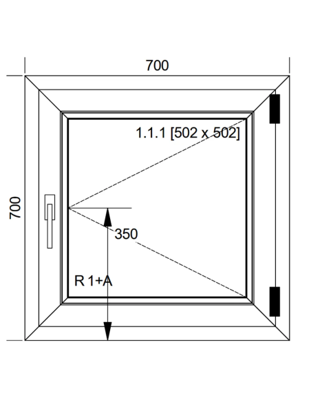 Okno PCV 70 x 70 cm Rozwierne Dwuszybowe Aluplast IDEAL 4000