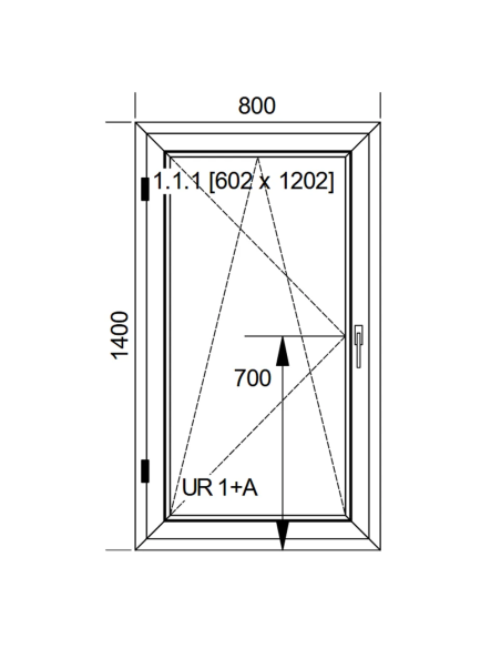 Okno PCV 80 x 140 cm Rozwierno-Uchylne Dwuszybowe Aluplast IDEAL 4000