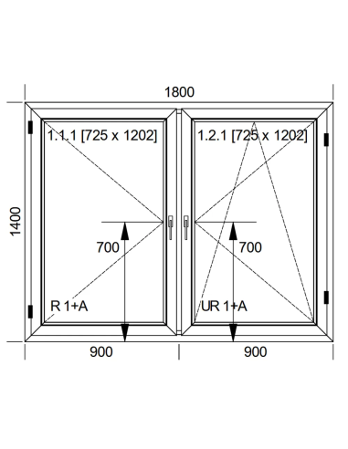 Okno PCV 146,5 x 143,5 cm Rozwierne |  Rozwierno-Uchylne Dwuszybowe Aluplast IDEAL 4000