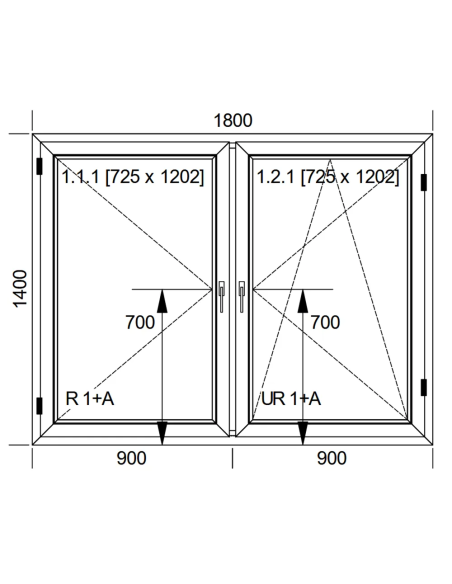 Okno PCV 146,5 x 143,5 cm Rozwierne |  Rozwierno-Uchylne Dwuszybowe Aluplast IDEAL 4000