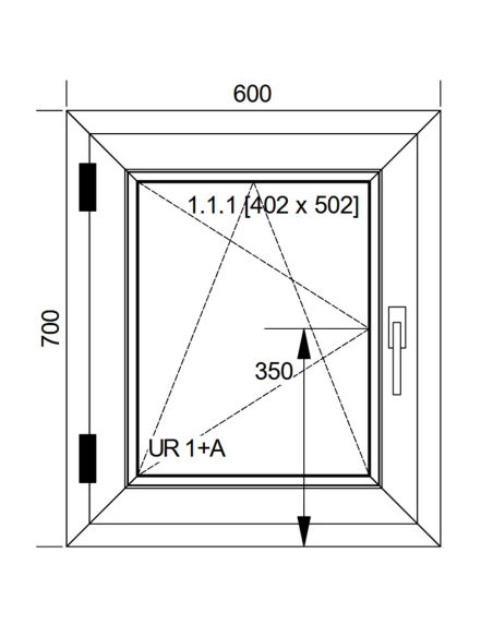 Okno PCV 60 x 70 cm Rozwierno-Uchylne Dwuszybowe Aluplast IDEAL 4000