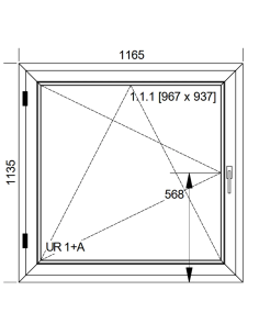 Okno PCV 116,5 x 113,5 cm Rozwierno-Uchylne Dwuszybowe Aluplast IDEAL 4000 2