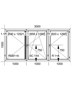 Okno PCV 300 x 150 cm Trzykwaterowe: R+RU+R - Aluplast IDEAL 7000 2