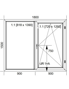 Okno PCV 180 x 150 cm Dwukwaterowe: FIX (Stałe) + Rozwierno-uchylne - Aluplast IDEAL 7000 2