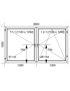Okno PCV 260 x 150 cm Dwukwaterowe: Rozwierane + Rozwierno-uchylne Aluplast IDEAL 7000 2