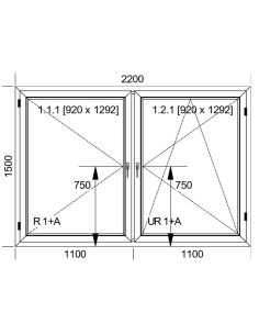 Okno PCV 220 x 150 cm Dwukwaterowe: Rozwierane + Rozwierno-uchylne Aluplast IDEAL 7000 2