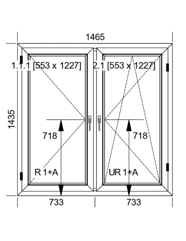 Okno PCV 146,5 x 143,5 cm Rozwierne |  Rozwierno-Uchylne Trzyszybowe Aluplast IDEAL 7000